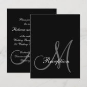 Carte de réception de mariage à monogramme noir in (Devant / Derrière)