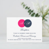 Carte de réception de mariage à monogramme rose ch (Debout devant)