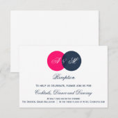 Carte de réception de mariage à monogramme rose ch (Devant / Derrière)