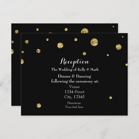 Carte de réception de mariage à paillettes noire e (Devant / Derrière)