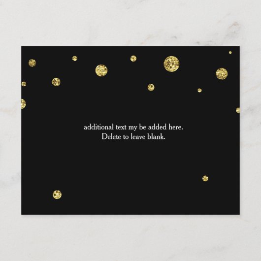 Carte de réception de mariage à paillettes noire e (Dos)