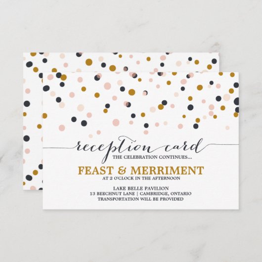 Carte de réception de mariage à points de confetti (Devant / Derrière)