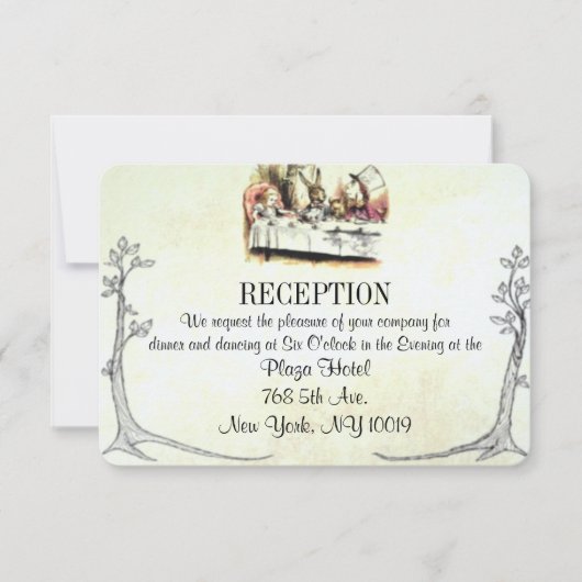 Carte de réception de mariage Alice au pays des me (Devant)