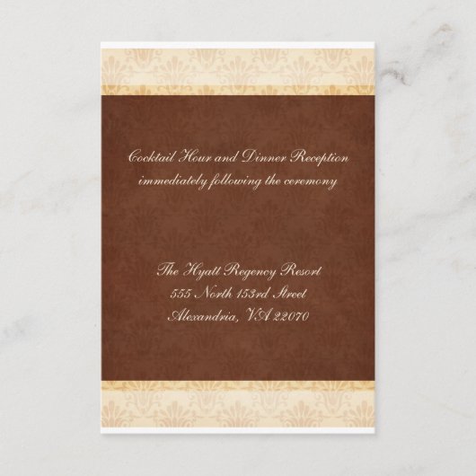 Carte de réception de mariage au chocolat et à la  (Devant)