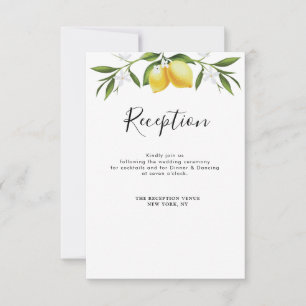 Carte de réception de mariage au citron d'aquarell