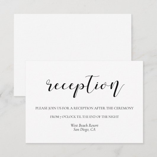 Carte de réception de mariage au design élégant (Devant / Derrière)