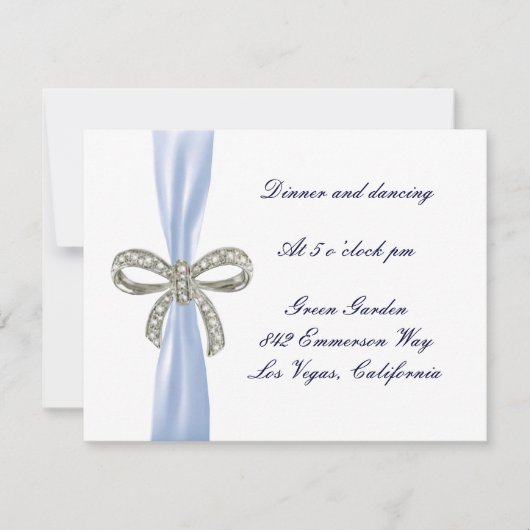 Carte de réception de mariage au diamant bleu (Devant)