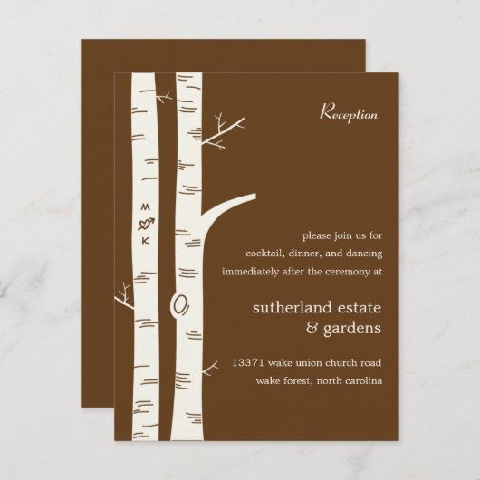 Carte de Réception de Mariage aux Bouleaux - Choco (Devant / Derrière)