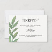 Carte de réception de mariage aux feuilles de verd (Devant)