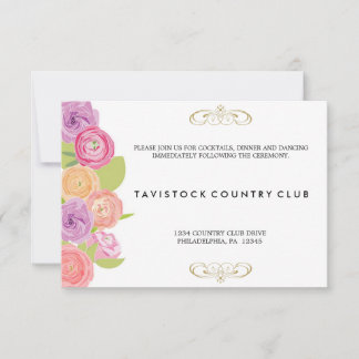 Carte de réception de mariage aux fleurs en cascad