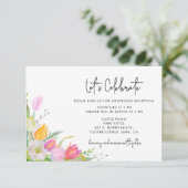 Carte de réception de mariage aux tulipes roses aq (Debout devant)