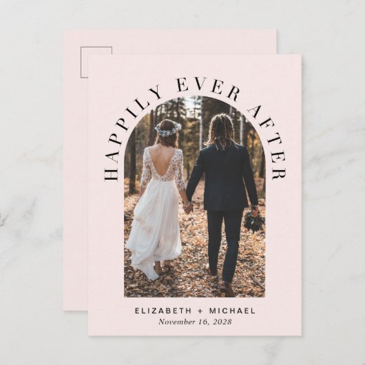 Carte de réception de mariage avec photo d'arche p (Devant / Derrière)