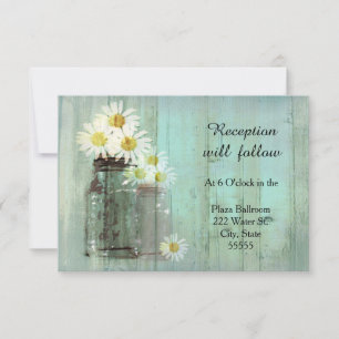 Carte de réception de mariage avec pot Mason rusti