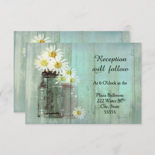 Carte de réception de mariage avec pot Mason rusti (Devant / Derrière)