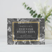 Carte de réception de mariage Black Gold Rose Bouq (Debout devant)