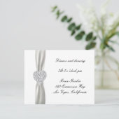 Carte de réception de mariage blanc Diamond Heart (Debout devant)
