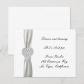 Carte de réception de mariage blanc Diamond Heart (Devant / Derrière)