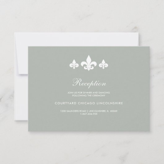 Carte de réception de mariage blanc gris Fleur-de- (Devant)