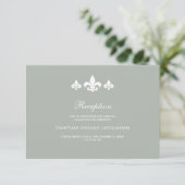 Carte de réception de mariage blanc gris Fleur-de- (Debout devant)