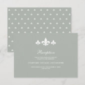 Carte de réception de mariage blanc gris Fleur-de- (Devant / Derrière)