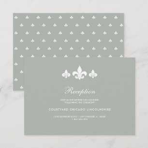 Carte de réception de mariage blanc gris Fleur-de-