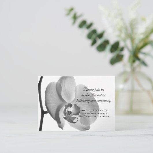 Carte de réception de mariage blanc orchidée (Debout devant)