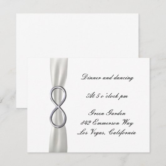 Carte de réception de mariage blanc Silver Infinit (Devant / Derrière)