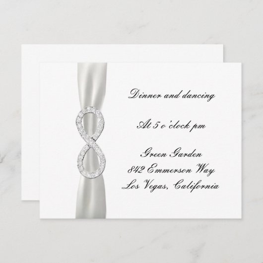 Carte de réception de mariage blanche Diamond Infi (Devant / Derrière)