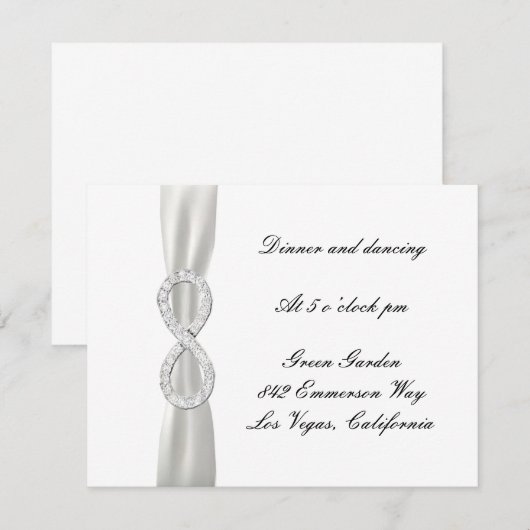 Carte de réception de mariage blanche Infinity Dia (Devant / Derrière)