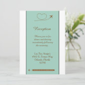 Carte de réception de mariage Blue Airplane Heart (Debout devant)