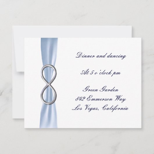 Carte de réception de mariage Blue Infinity (Devant)