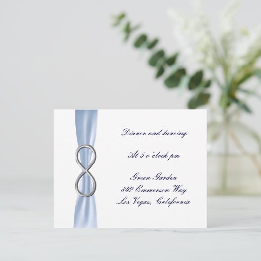 Carte de réception de mariage Blue Infinity (Debout devant)