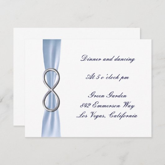 Carte de réception de mariage Blue Infinity (Devant / Derrière)