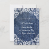 Carte De Réception De Mariage Blue Jean Denim Et D (Devant)