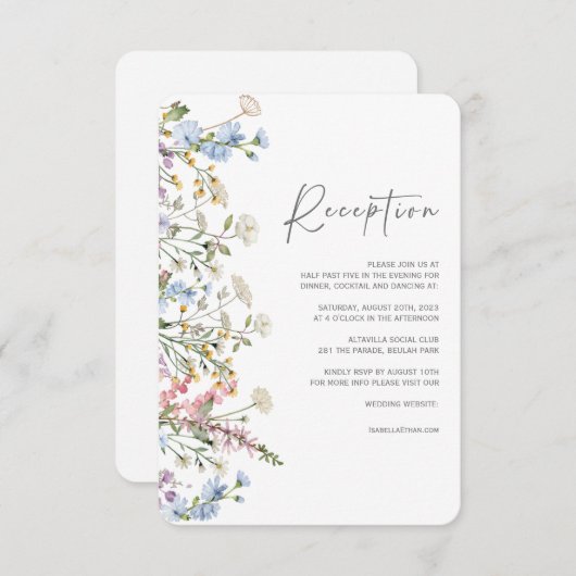 Carte de réception de mariage bohème aux fleurs sa (Devant / Derrière)