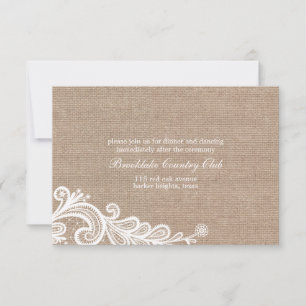 Carte de réception de mariage Burlap and Lace