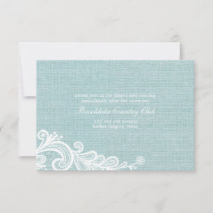 Carte de réception de mariage Burlap et dentelle