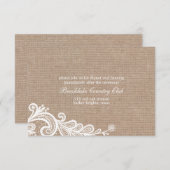 Carte de réception de mariage Burlap et dentelle (Devant / Derrière)