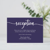 Carte de réception de mariage calligraphiée bleu m (Debout devant)