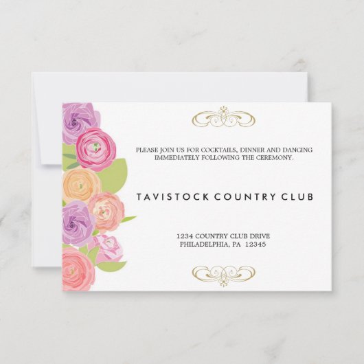 Carte de réception de mariage Cascading Flowers (Devant)