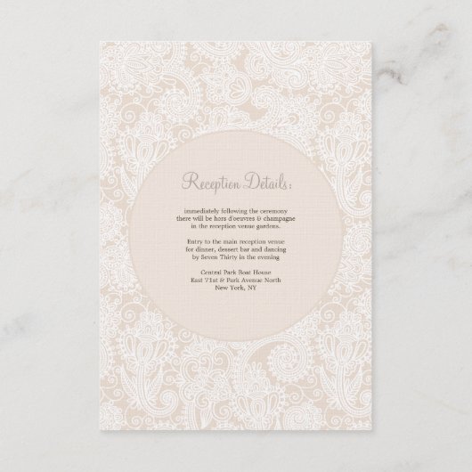 Carte de Réception de Mariage Champagne Dentelle I (Dos)