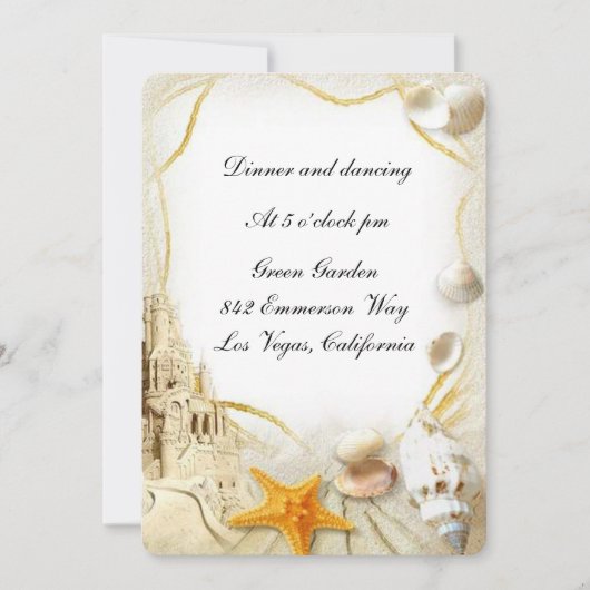 Carte de Réception de Mariage Château de Sable de  (Devant)