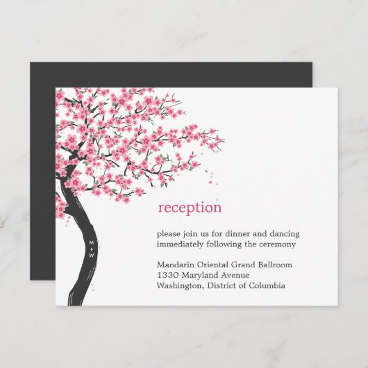 Carte de réception de mariage Cherry Blossoms (Devant / Derrière)