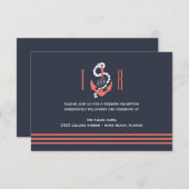 Carte de réception de mariage Chic Nautique (Devant / Derrière)