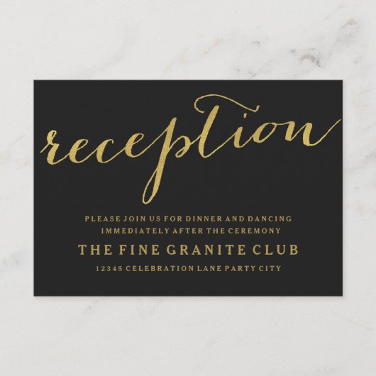 Carte de réception de mariage chic or (Devant)