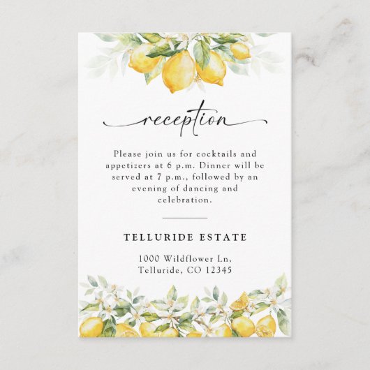 Carte de réception de mariage Citron Vert Citrus (Devant)