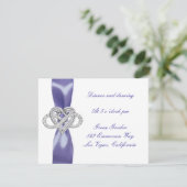 Carte de réception de mariage coeur bleu violet In (Debout devant)