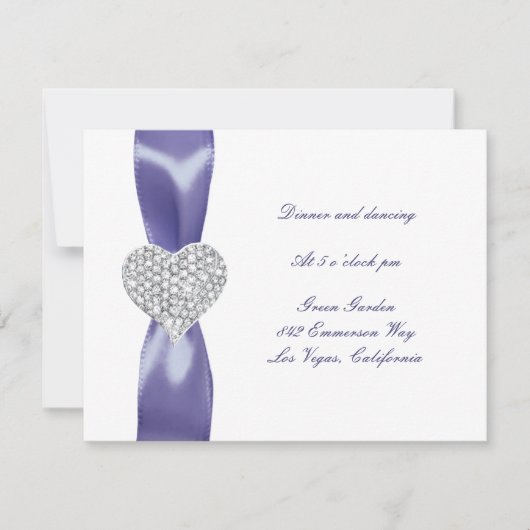 Carte de Réception de Mariage Cœur de Diamant Bleu (Devant)