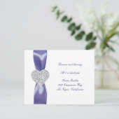 Carte de Réception de Mariage Cœur de Diamant Bleu (Debout devant)