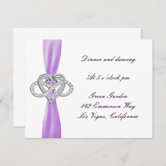 Carte de Réception de Mariage Cœur Infini Violet (Devant / Derrière)